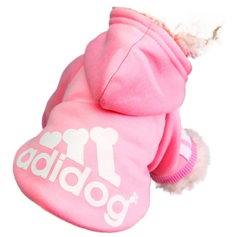 Pet Adidog Sweater Hoodie Size Large Pink & White